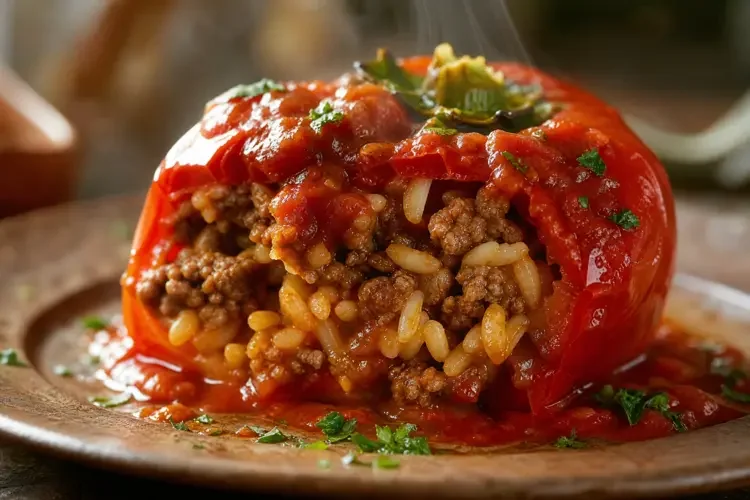 Пълнени чушки с кайма и ориз на фурна