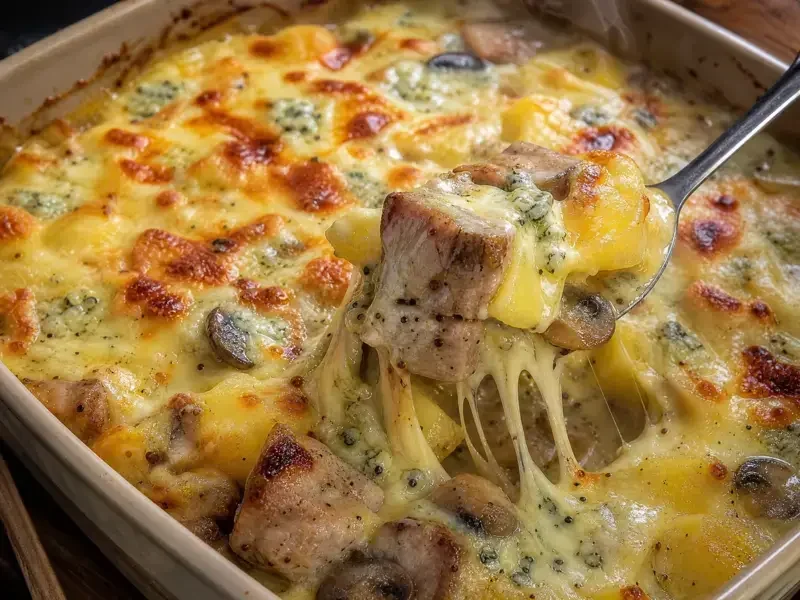 Свинско с картофи и три вида сирена